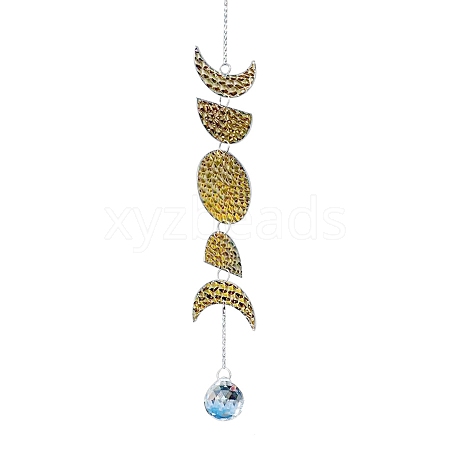 Moon Phase Theme Crystal Glass Sun Catcher Pendant PW-WG27FA6-01-1