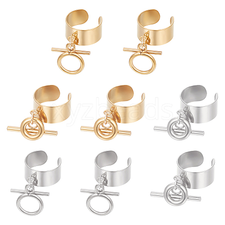 8Pcs 4 Styles 304 Stainless Steel Open Cuff Finger Rings RJEW-UN00006-1