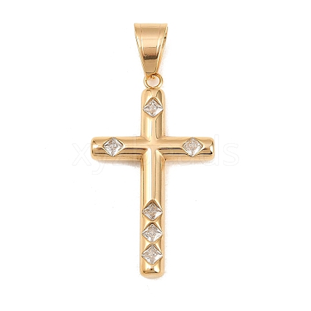 316 Surgical Stainless Steel & Clear Cubic Zirconia Pendants STAS-A137-03C-G-1