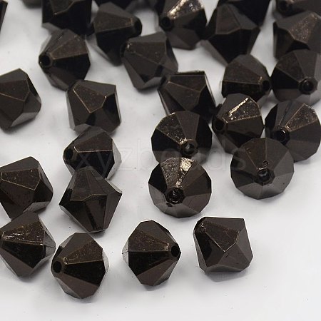 Faceted Bicone Transparent Acrylic Beads DBB10MM10-1