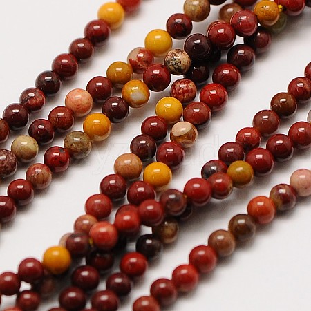 Natural Mookaite Round Bead Strands G-A130-3mm-15-1