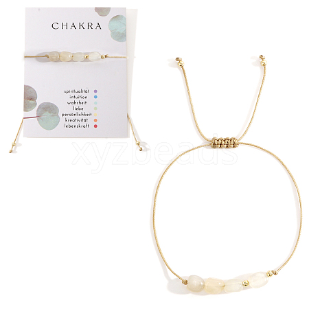 Chakra Adjustable Natural White Moonstone Bead Braided Bead Bracelets UY1901-2-1