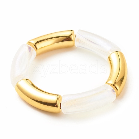Acrylic Curved Tube Chunky Stretch Bracelet for Women BJEW-JB08125-1