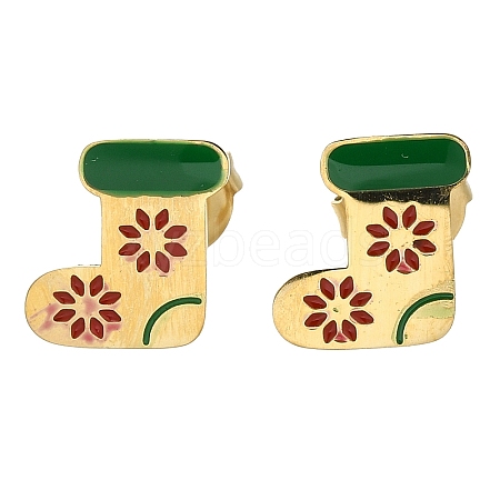 Ion Plating(IP) 304 Stainless Steel Enamel Stud Earrings EJEW-I316-03G-11-1