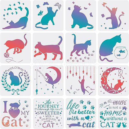 PET Hollow out Drawing Painting Stencils Sets DIY-WH0172-377-1