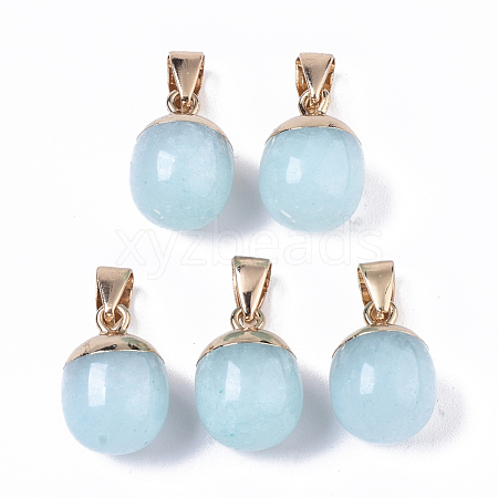 Top Golden Plated Natural White Jade Pendants G-T131-03P-1