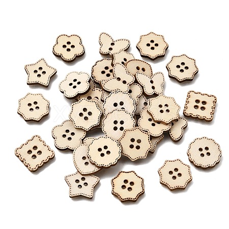 4-Hole Wood Buttons WD-CBA9CDE-01B-1