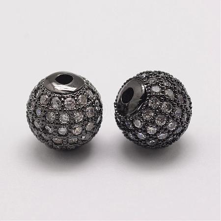 Brass Micro Pave Cubic Zirconia Beads ZIRC-E110-07B-1