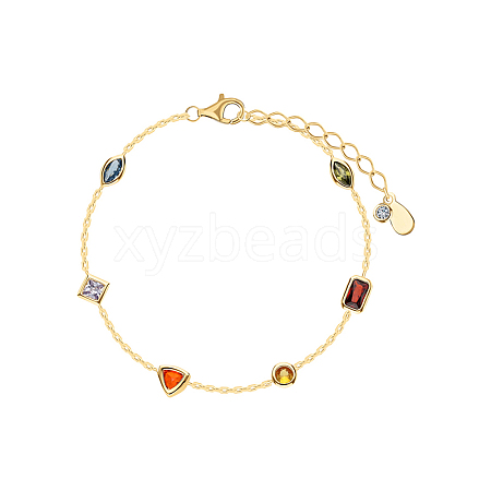 Bohemian Style S925 Silver Geometric Colorful Zircon Bracelet Fashion Accessory SX0848-1