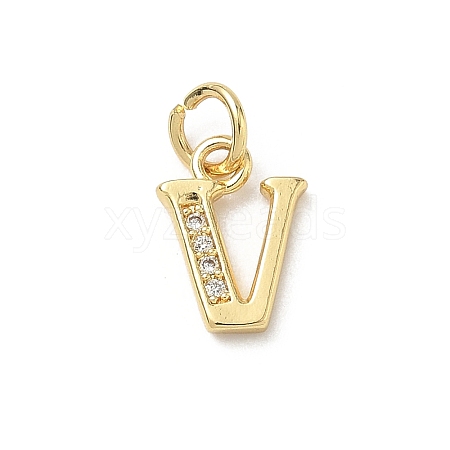 Brass Micro Pave Cubic Zirconia Charms KK-I382-03G-V-1