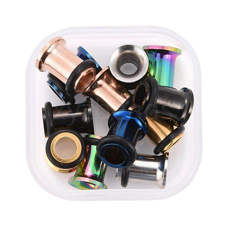 12Pcs 6 Colors 316 Surgical Stainless Steel Screw Ear Gauges Flesh Tunnels Plugs STAS-YW0001-14-1