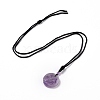 Natural Amethyst Triskele/Triskelion Pendant Necklace with Nylon Cord for Women NJEW-E091-01B-2