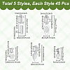 225Pcs 5 Styles Tibetan Style Glue-on Flat Pad Bails TIBEP-GA0001-04B-2