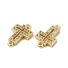 Brass Micro Pave Clear Cubic Zirconia Connector Charms KK-E068-VB330-3