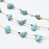 3.28 Feet Handmade Synthetic Turquoise Beaded Chains X-CHC-I026-D-01G-1