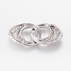 Brass Micro Pave Cubic Zirconia Interlocking Clasps ZIRC-L067-31-P-NR-2