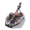 Natural Tourmaline Cluster & Alloy Miner Model Ornament DJEW-D002-02AS-02-3