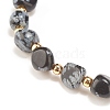 Natural Snowflake Obsidian Round Beaded Stretch Bracelet BJEW-JB08197-04-4