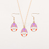Easter Egg Alloy Enamel Pendant Necklace & Dangle Earrings Sets FS-WG38758-03-1