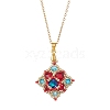 Glass Beaded Rhombus Pendant Necklaces NJEW-MZ00072-01-2