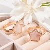 Star Natural Rose Quartz Adjustable Rings RJEW-H241-01G-02-5