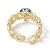 Enamel Evil Eye Charm Open Cuff Ring with Enamel RJEW-I086-06G-04-3