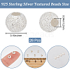 CREATCABIN 26Pcs Round 925 Sterling Silver Textured Beads STER-CN0001-36-2