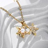 304 Stainless Steel Clear Cubic Zirconia Pendant Necklaces for Women NJEW-F334-01G-03-4