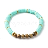 Natural Sandalwood Round & Polymer Clay Heishi Beads Stretch Bracelets Sets BJEW-JB07437-4
