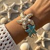 Ocean Alloy Enamel Starfish Hinged Cuff Bangles for Women WG74D0D-02-1