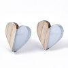 Transparent Resin & Wood Stud Earrings EJEW-N017-002A-D01-2