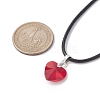 Valentine's Day Glass Heart Pendant Necklaces NJEW-JN04570-01-4