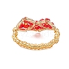 Heart Glass Seed Beads Stretch Rings for Women RJEW-MZ00028-01-4