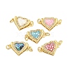 Rack Plating Brass Micro Pave Cubic Zirconia & Shell & Enamel Box Clasps KK-S373-05G-1