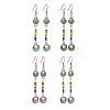 4 Pair 4 Color Alloy Shell with Imitation Pearl Dangle Earrings EJEW-JE05379-1