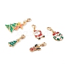 Christmas Theme Light Gold  Alloy Enamel Pendants HJEW-JM00470-1