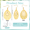 12 Pairs 2 Colors 304 Stainless Steel Teardrop Dangle Earring DIY Jewelry Kits EJEW-UN00031-3