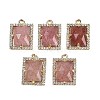 Natural Strawberry Quartz Faceted Rectangle Pendants G-I375-05G-06-1