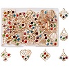 30Pcs 6 Styles Iron & Glass Pendants IFIN-FS0001-52-1