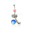 316L Surgical Stainless Steel Mermaid Starfish Dangle Belly Rings WG35D2C-18-2