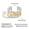 304 Stainless Steel Vintage Daisy Flower Hollow Open Cuff Bangles for Women HL3157-2-2