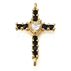 Brass Pave Black & Clear Cubic Zirconia Connctor Charms KK-M101-02A-G01-1