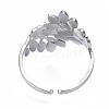 Non-Tarnish 304 Stainless Steel Leaf Open Cuff Ring RJEW-T023-56P-2