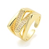 Brass Micro Pave Cubic Zirconia Open Cuff Ring for Women AJEW-U003-10G-1