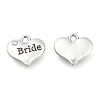 Wedding Theme Antique Silver Tone Tibetan Style Heart with Bride Rhinestone Charms LS-TIBEP-N005-12E-1
