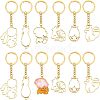 Olycraft 12Pcs 6 Style Alloy Open Back Bezel Pendants Keychain KEYC-OC0001-03-1