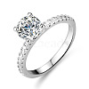 Rhodium Plated 925 Sterling Silver Pave 9.4x5.6mm Moissanite Finger Rings WG6D295-61-4