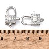 Brass Clear Cubic Zirconia Lobster Claw Clasps KK-Z078-43P-3