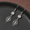304 Stainless Steel Rhombus Dangle Earrings Hand Polished EJEW-Z129-12G-01-2