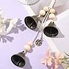 Iron Bell & Alloy Flat Round with Star Pattern Charm Hanging Ornaments HJEW-JM02470-2